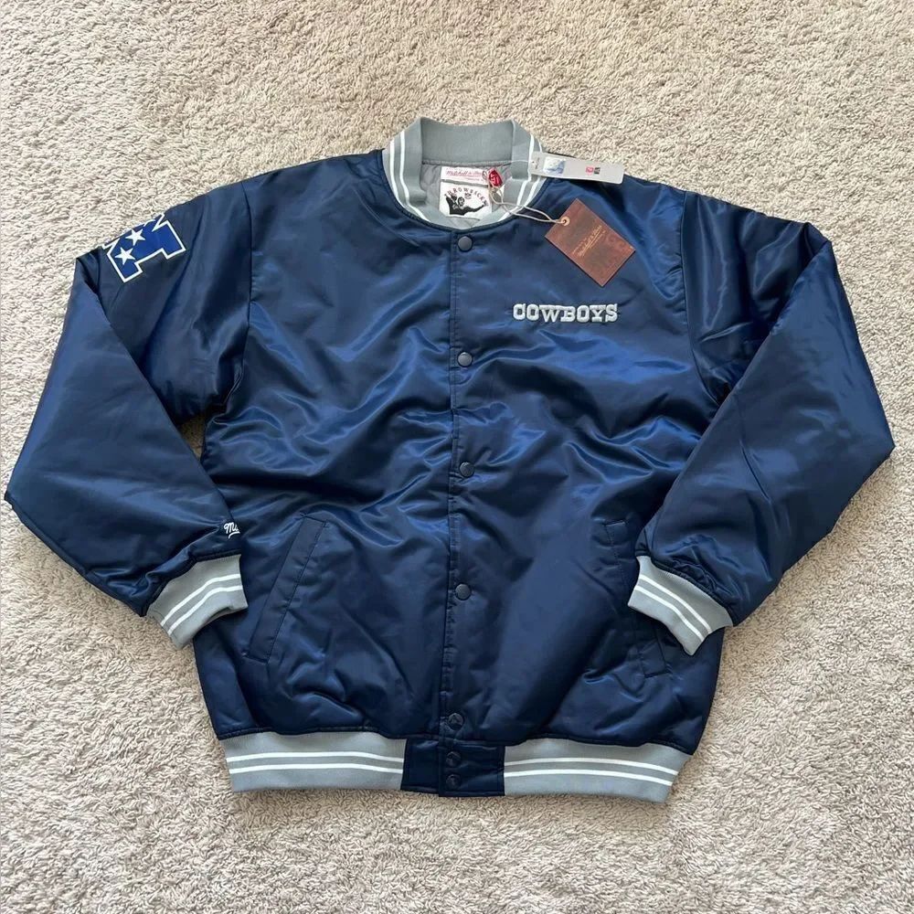 Dallas Cowboys Mitchell and Ness Throwback Quilted Satin Jacket